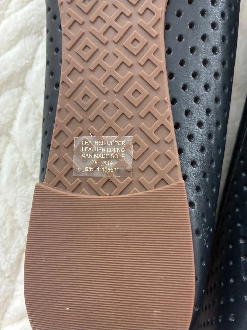 Tory Burch Black Perforated Logo Ballet Flats with Gold Emblem